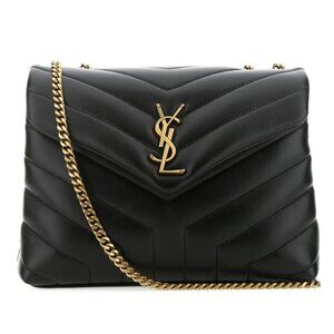 Like New, Saint Laurent LouLou, Small, Noir and Gold, Matelasse "Y" Leather